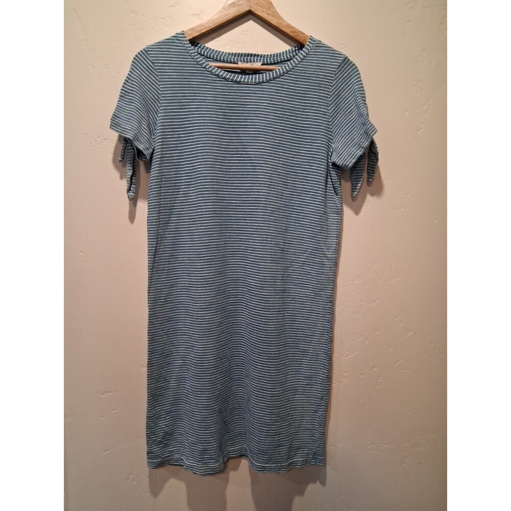 Jane and Delancey Midi T-Shirt Dress Womens XS Blue Striped Round Neck Pullover